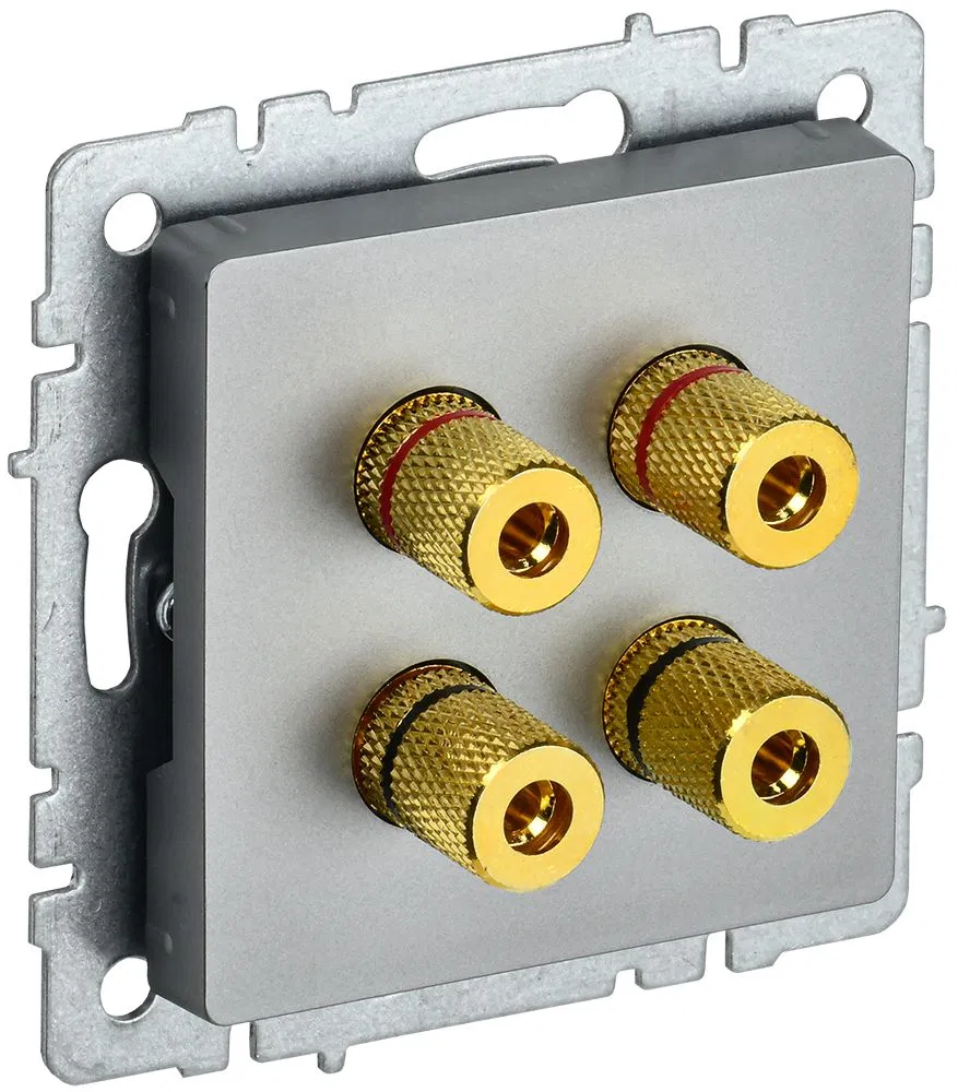 BRITE Аудиорозетка 4-местная РА10-БрС сталь IEK BR-S40-K46