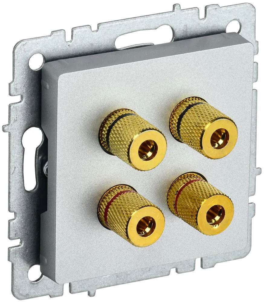 BRITE Аудиорозетка 4-местная РА10-БрА алюминий BR-S40-K47 IEK