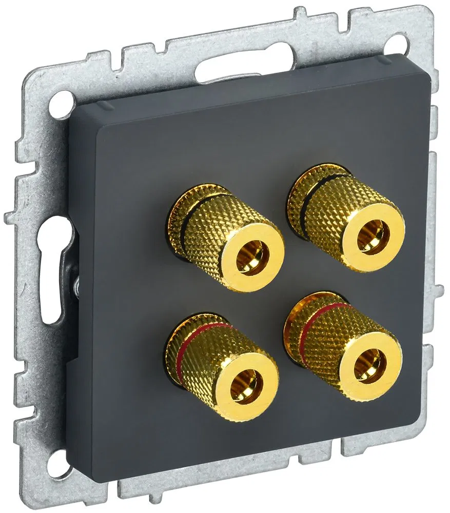 BRITE Аудиорозетка 4-местная РА10-БрГ графит IEK BR-S40-K53