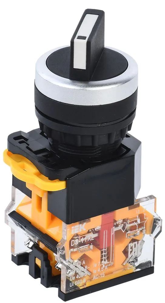 Переключатель D8-11X2 на 2 положения 1NO+1NC черный IEK BSW30-11X2-3-24-2-K02