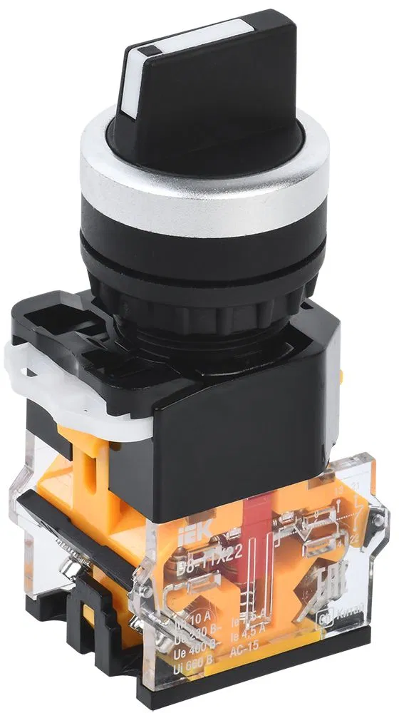 Переключатель D8-11X22 на 2 положения 1NO+1NC черный IEK BSW30-11X22-3-24-2-K02