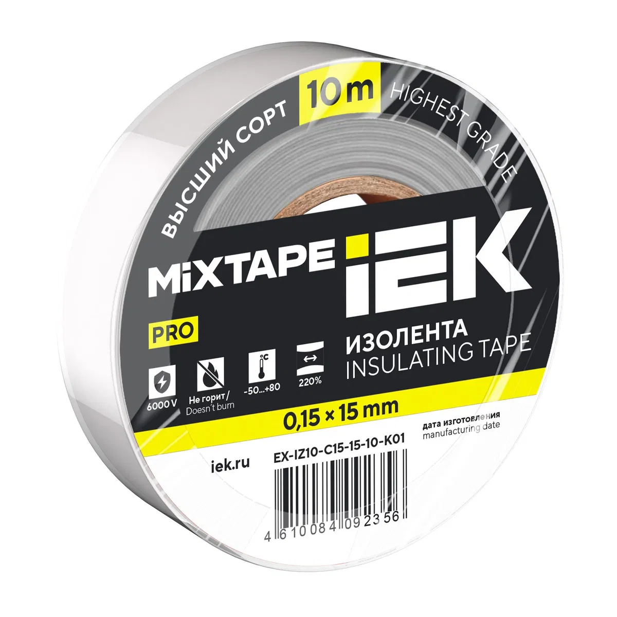 MIXTAPE PRO Изолента 0,15х15мм белая 10м IEK EX-IZ10-C15-15-10-K01