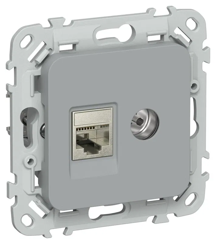Розетка 2-м СП FLITE РКТВ5е-2-1-ФлС RJ45/TV кат.5E STP механизм сер. IEK FI-AK21-1-K03