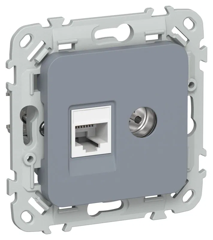 Розетка 2-м СП FLITE РКТВ5е-2-0-ФлМ RJ45/TV кат.5E UTP механизм маренго IEK FI-AK22-1-K35
