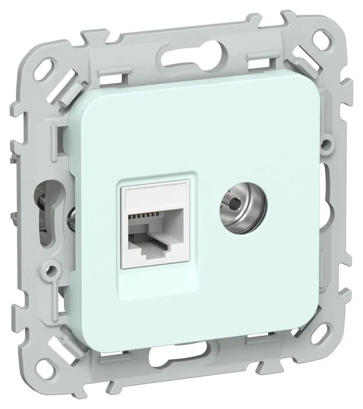 Розетка 2-м СП FLITE РКТВ5е-2-0-ФлХЛ RJ45/TV кат.5E UTP механизм холод. лед IEK FI-AK22-1-K94