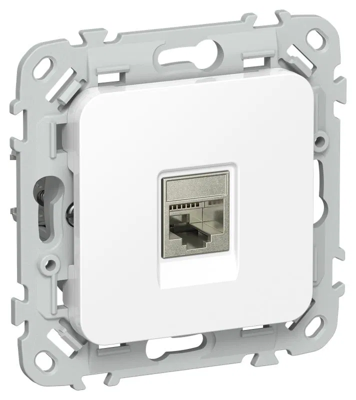 Розетка компьютерная СП FLITE РК5е-1-1-ФлБ RJ45 кат.5E STP механизм бел. IEK FI-K11-1-K01
