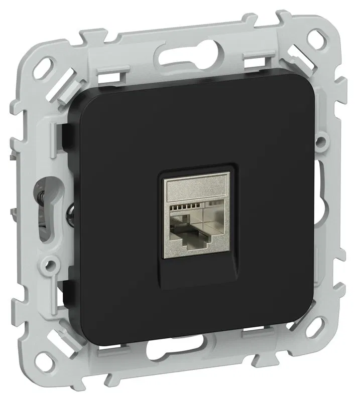 Розетка компьютерная СП FLITE РК5е-1-1-ФлЧ RJ45 кат.5E STP механизм черн. IEK FI-K11-1-K02