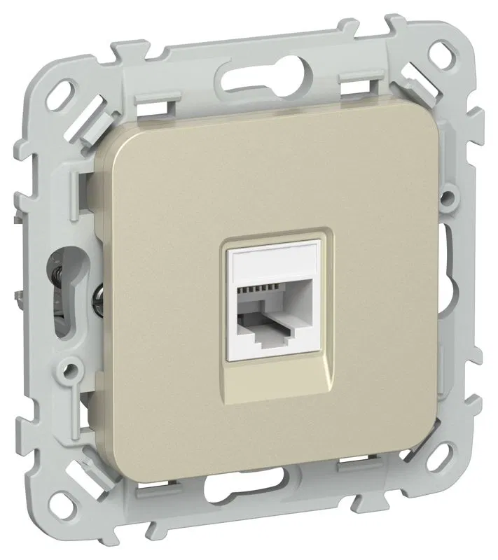 Розетка компьютерная СП FLITE РК5е-1-0-ФлШ RJ45 кат.5E UTP механизм шампань IEK FI-K12-1-K37