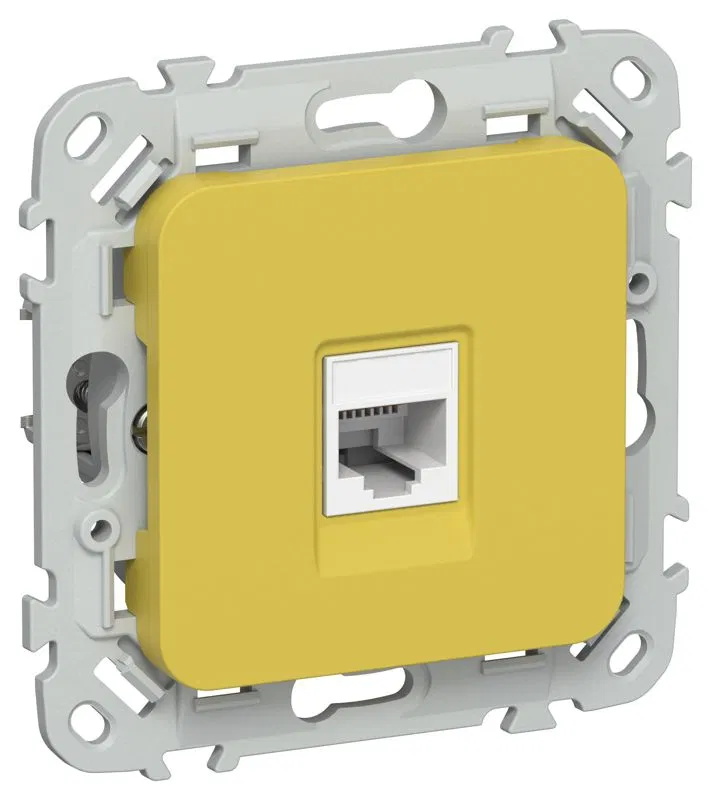 Розетка компьютерная СП FLITE РК5е-1-0-ФлЖК RJ45 кат.5E UTP механизм желт. карри IEK FI-K12-1-K44