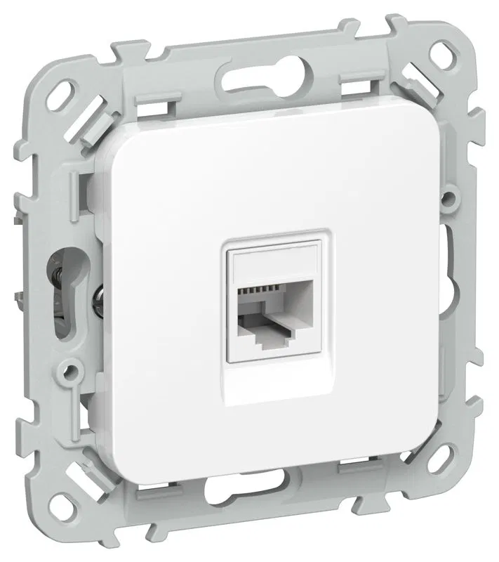 Розетка компьютерная СП FLITE РК6-1-0-ФлБ RJ45 кат.6 UTP механизм бел. IEK FI-K12-2-K01