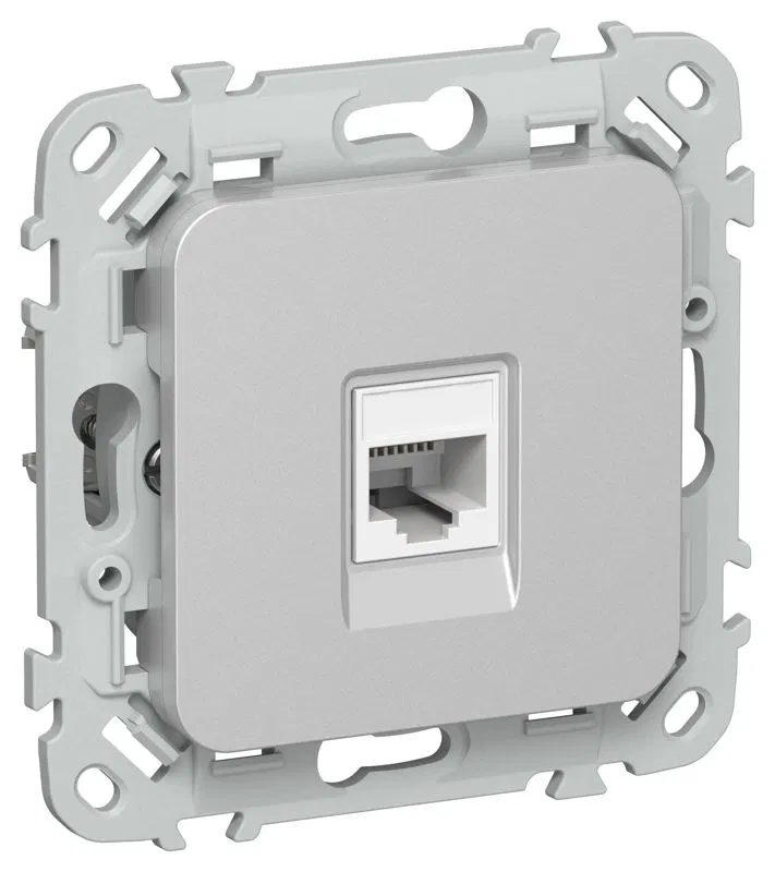 Розетка компьютерная СП FLITE РК6-1-0-ФлА RJ45 кат.6 UTP механизм алюм. IEK FI-K12-2-K47