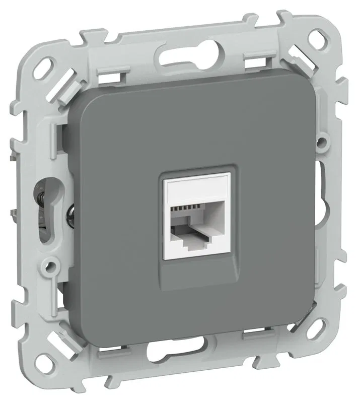 Розетка компьютерная СП FLITE РК6-1-0-ФлМА RJ45 кат.6 UTP механизм мокрый асфальт IEK FI-K12-2-K80