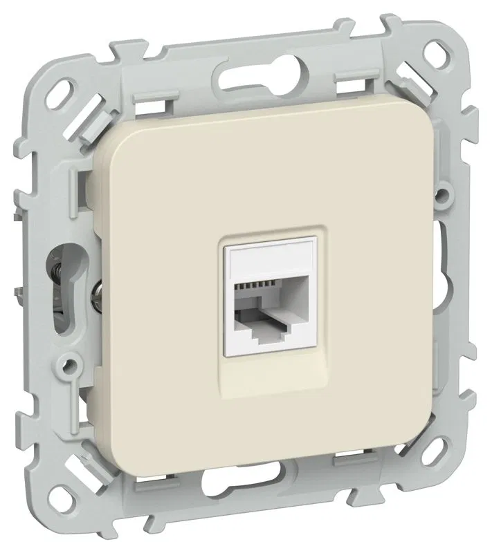 Розетка компьютерная СП FLITE РК6-1-0-ФлСл RJ45 кат.6 UTP механизм сливочный IEK FI-K12-2-K86