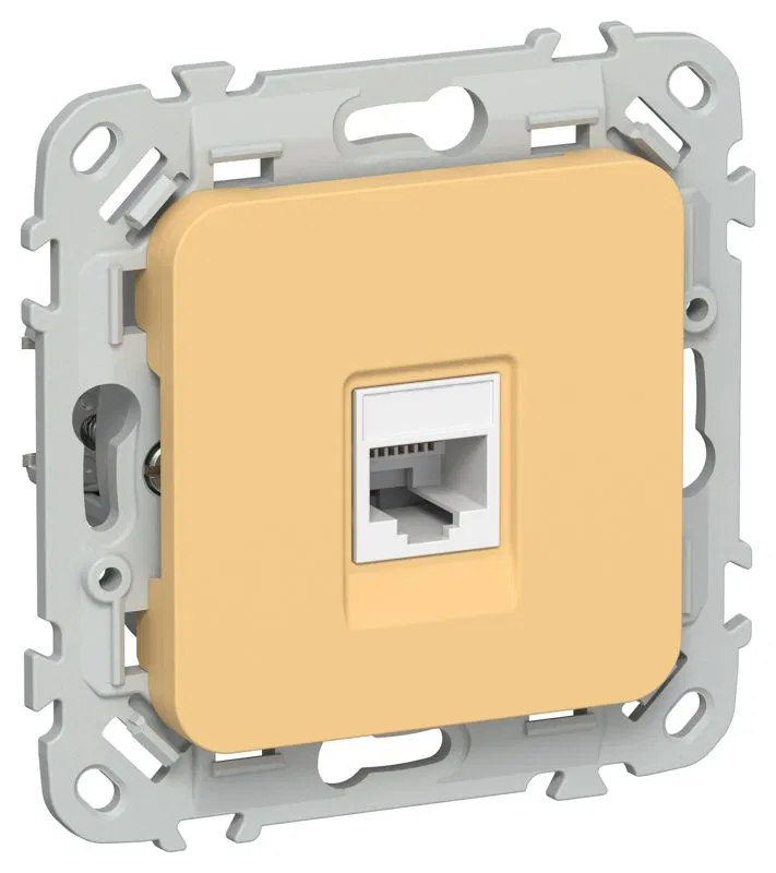 Розетка компьютерная СП FLITE РК6-1-0-ФлЗ RJ45 кат.6 UTP механизм золотарник IEK FI-K12-2-K90