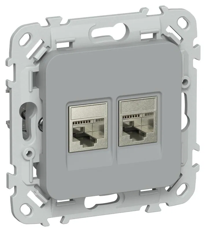 Розетка компьютерная 2-м СП FLITE РК5е-2-1-ФлС RJ45 кат.5E STP механизм сер. IEK FI-K21-1-K03