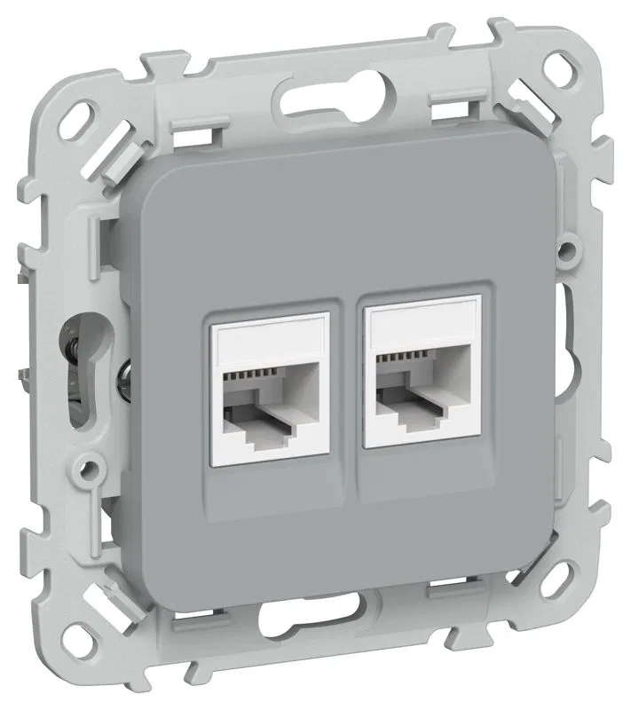 Розетка компьютерная 2-м СП FLITE РК5е-2-0-ФлС RJ45 кат.5E UTP механизм сер. IEK FI-K22-1-K03