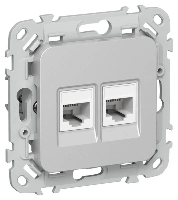 Розетка компьютерная 2-м СП FLITE РК5е-2-0-ФлА RJ45 кат.5E UTP механизм алюм. IEK FI-K22-1-K47
