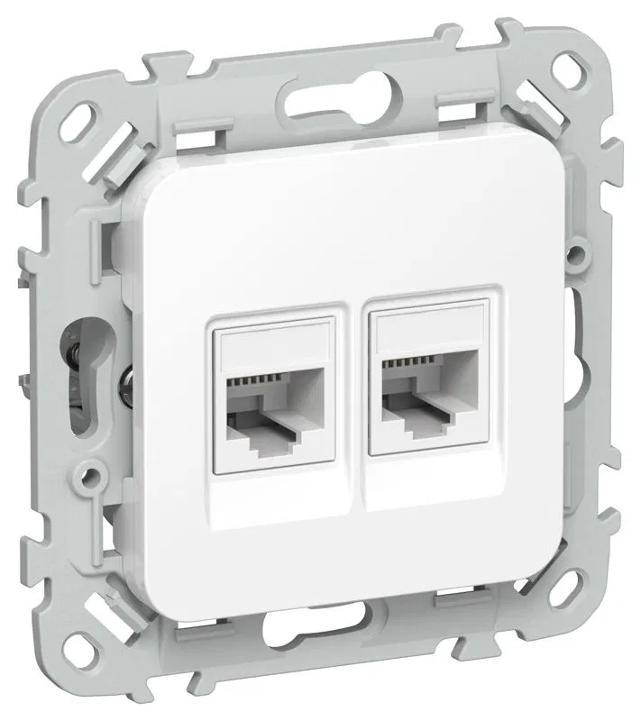 Розетка компьютерная 2-м СП FLITE РК6-2-0-ФлБ RJ45 кат.6 UTP механизм бел. IEK FI-K22-2-K01