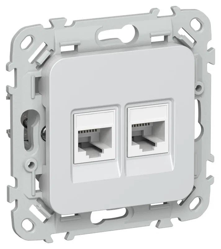 Розетка компьютерная 2-м СП FLITE РК6-2-0-ФлЖ RJ45 кат.6 UTP механизм жемчуж. IEK FI-K22-2-K36