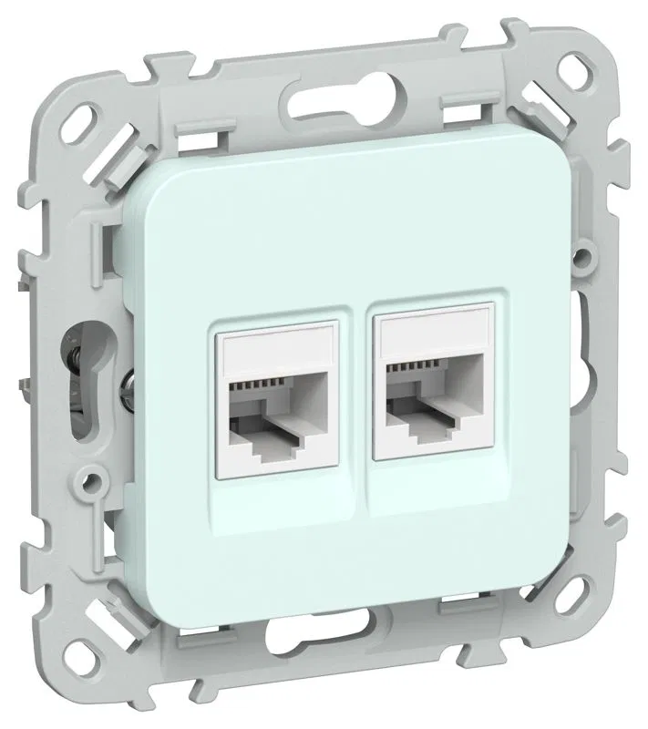 Розетка компьютерная 2-м СП FLITE РК6-2-0-ФлХЛ RJ45 кат.6 UTP механизм холод. лед IEK FI-K22-2-K94