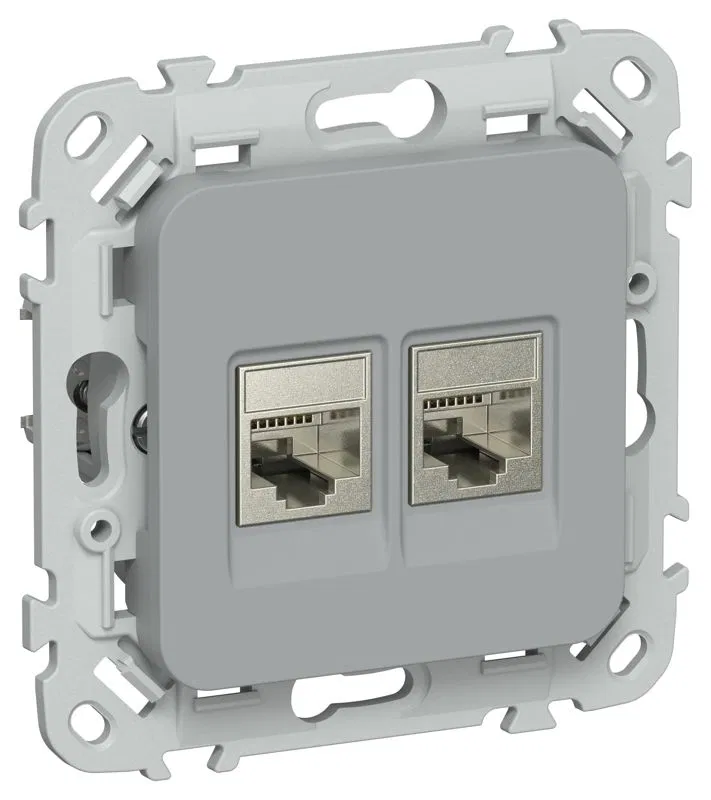 Розетка 2-м СП FLITE РКТ6/3-2-1-ФлС RJ45/RJ11 кат.6/3 STP механизм сер. IEK FI-KT21-2-K03