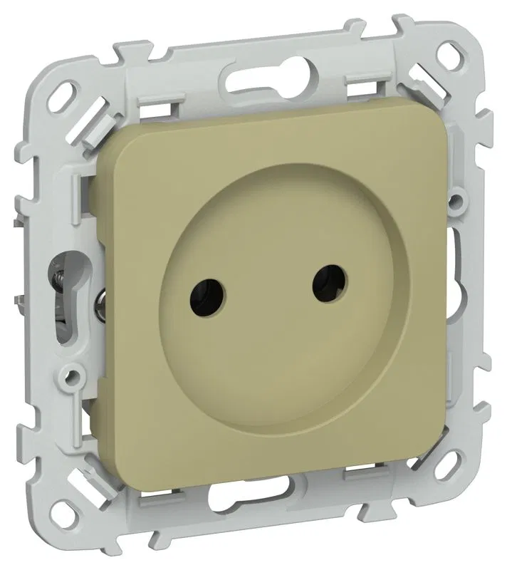 Розетка СП FLITE РС01-1-ФлО 10А без заземл. без защ. шторок безвинтовое крепление механизм олив. IEK FI-R10-10-1-K26