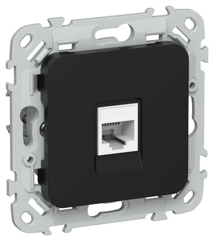 Розетка телефонная СП FLITE РТ3-1-ФлЧ RJ11 кат.3 механизм черн. IEK FI-T10-K02