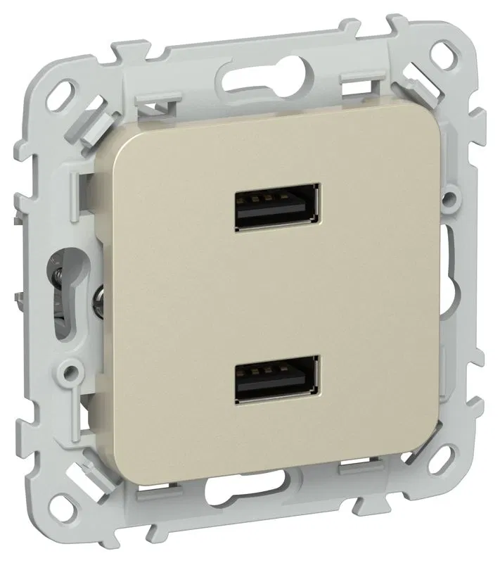 Розетка USB СП FLITE РЮ-2-ФлШ AA 2.1А механизм шампань IEK FI-U21-D31-K37