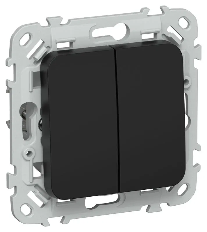 Выключатель проходной 2-кл. СП FLITE ВС62-1-0-ФлЧ 10А механизм черн. IEK FI-V22-0-10-1-K02