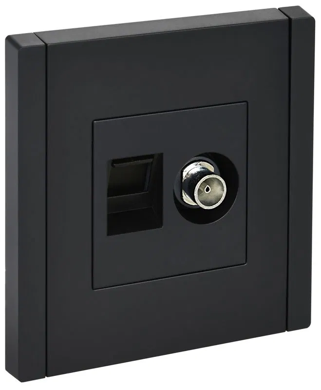 Розетка 2-м TV+RJ45 кат.5E FORTE&PIANO FP136 черн. IEK FP-AK20-1-K02