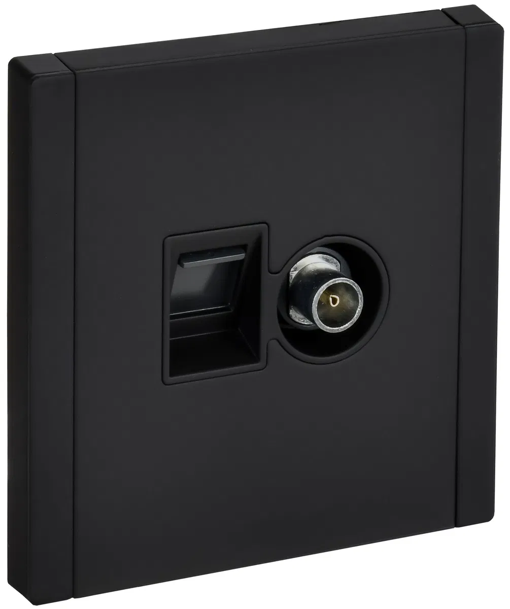 FORTE&PIANO Розетка двойная TV+RJ45 кат.5E FP136M металл черный IEK FP-AK20-1-M-K02