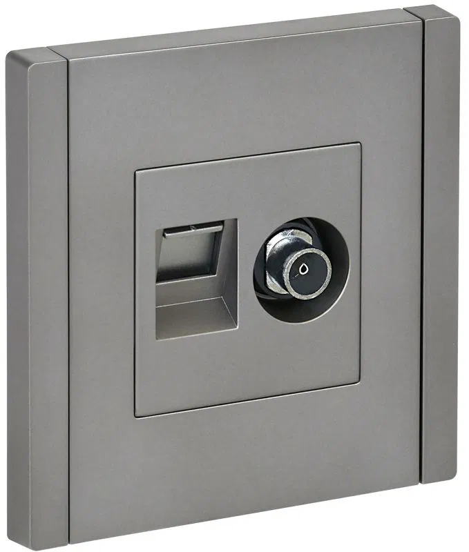 Розетка 2-м TV+RJ45 кат.6 FORTE&PIANO FP537 сталь IEK FP-AK20-2-K46