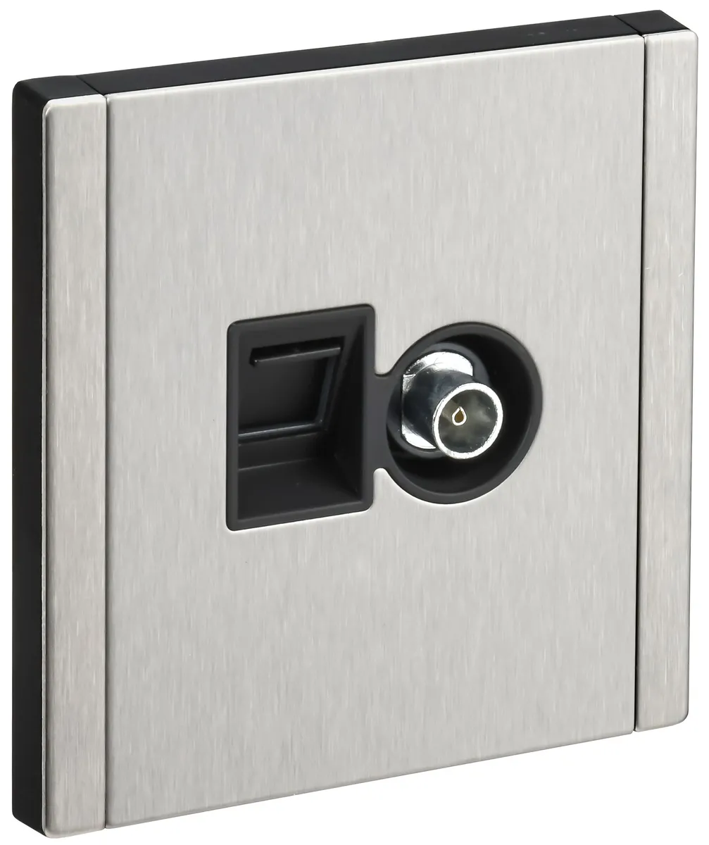 Розетка 2-м FORTE&PIANO FP737M TV + RJ45 кат.6 никель IEK FP-AK20-2-M-K50