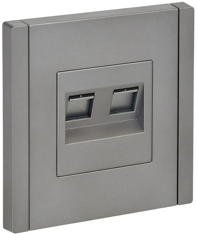 Розетка компьютерная 2-м RJ45 кат.6 FORTE&PIANO FP534 сталь IEK FP-K20-2-K46
