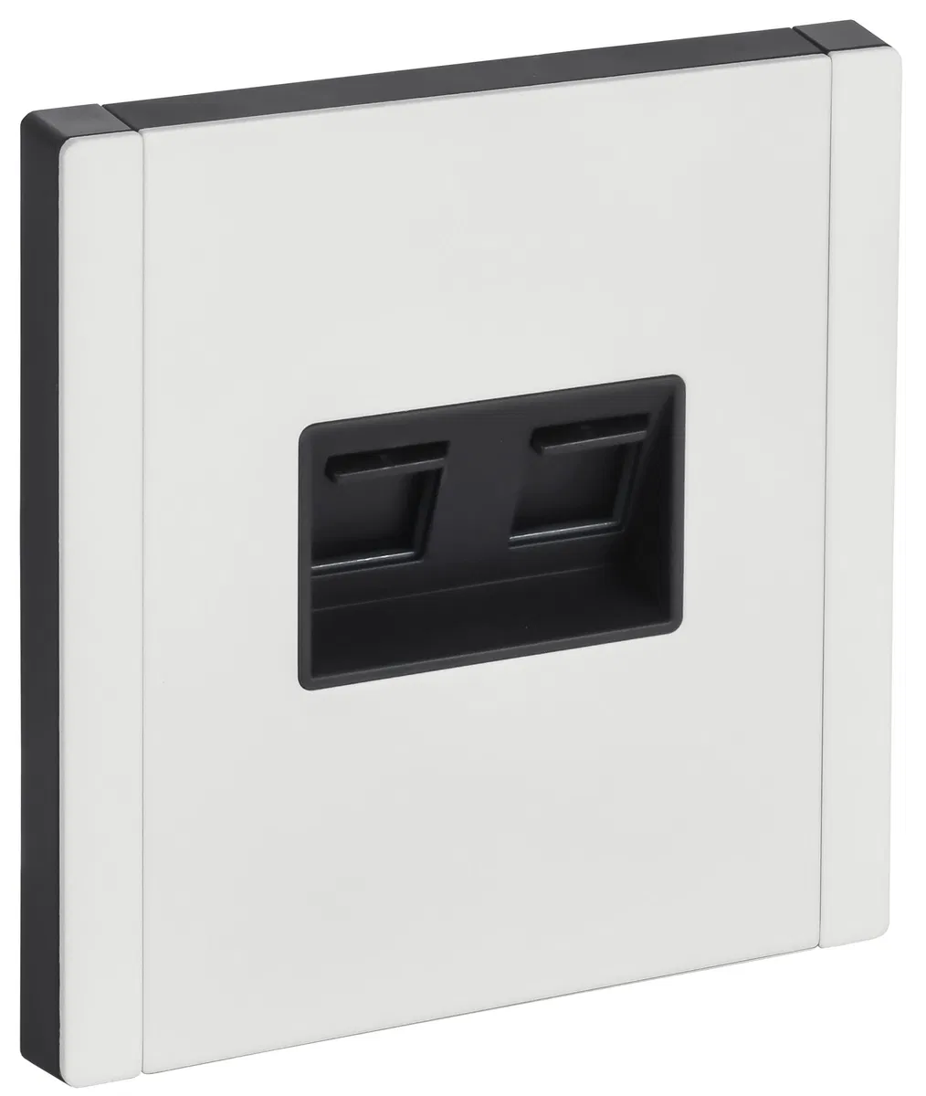 FORTE&PIANO Розетка компьютерная двойная RJ45 кат.6 FP234M металл белый IEK FP-K20-2-M-K01