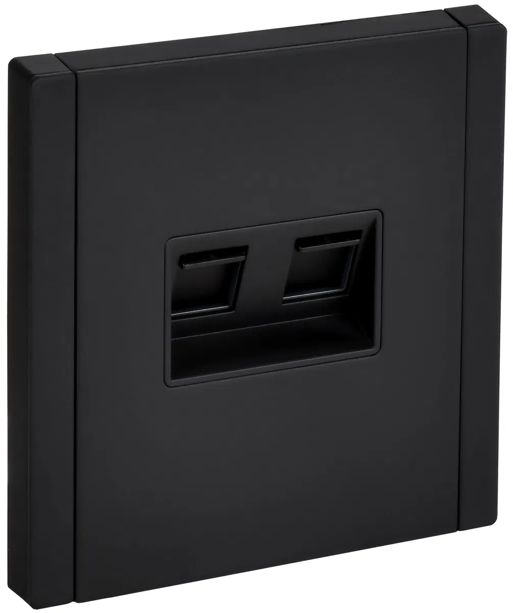 FORTE&PIANO Розетка компьютерная двойная RJ45 кат.6 FP134M металл черный IEK FP-K20-2-M-K02