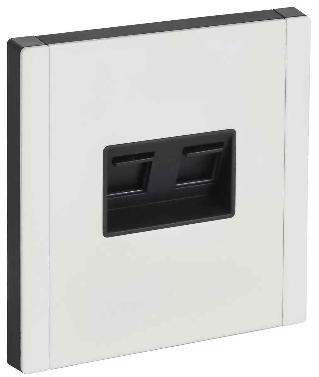 FORTE&PIANO Розетка двойная RJ11+RJ45 кат.5E FP235M металл белый IEK FP-KT20-O-1-M-K01