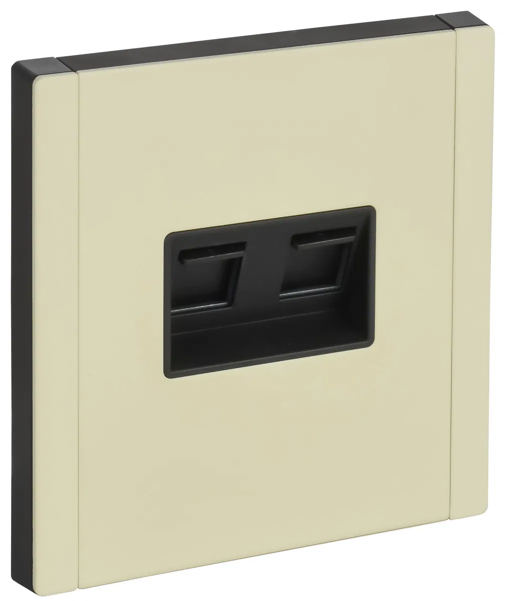FORTE&PIANO Розетка двойная RJ11+RJ45 кат.5E FP835M металл слоновая кость IEK FP-KT20-O-1-M-K41