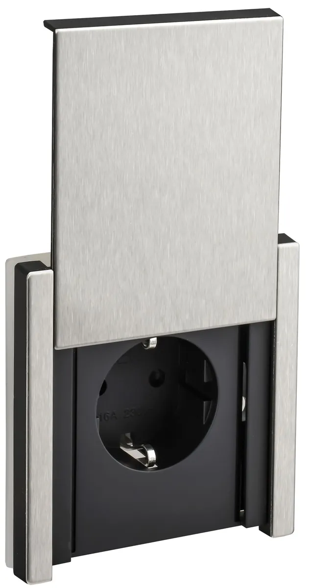 Розетка 1-м СП FORTE&PIANO FP719M 16А IP44 с заземл. защ. шторки с крышкой безвинтовое крепление никель IEK FP-R16-16-1-44-M-K50