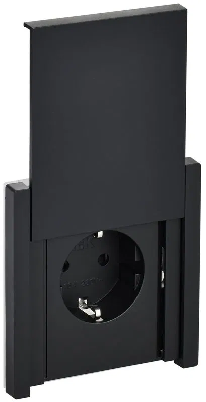 Розетка СП FORTE&PIANO 16А IP44 FP121 с заземл. защ. шторки с крышкой винт. крепл. черн. IEK FP-R16-16-44-K02