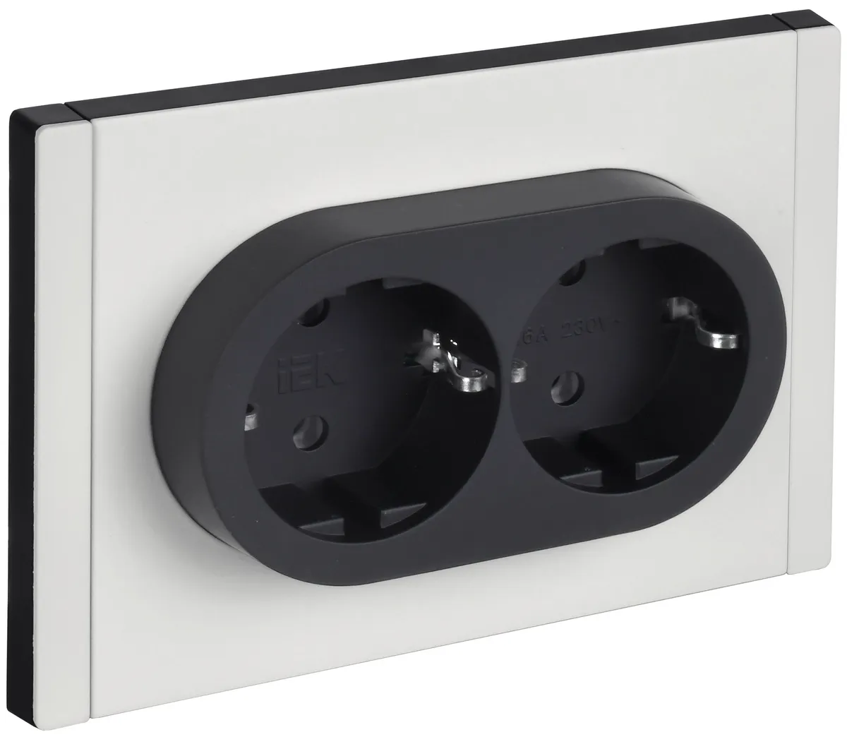 Розетка 2-м СП FORTE&PIANO FP224M 16А IP20 с заземл. без защ. шторок безвинтовое крепление бел. IEK FP-R21-16-1-M-K01