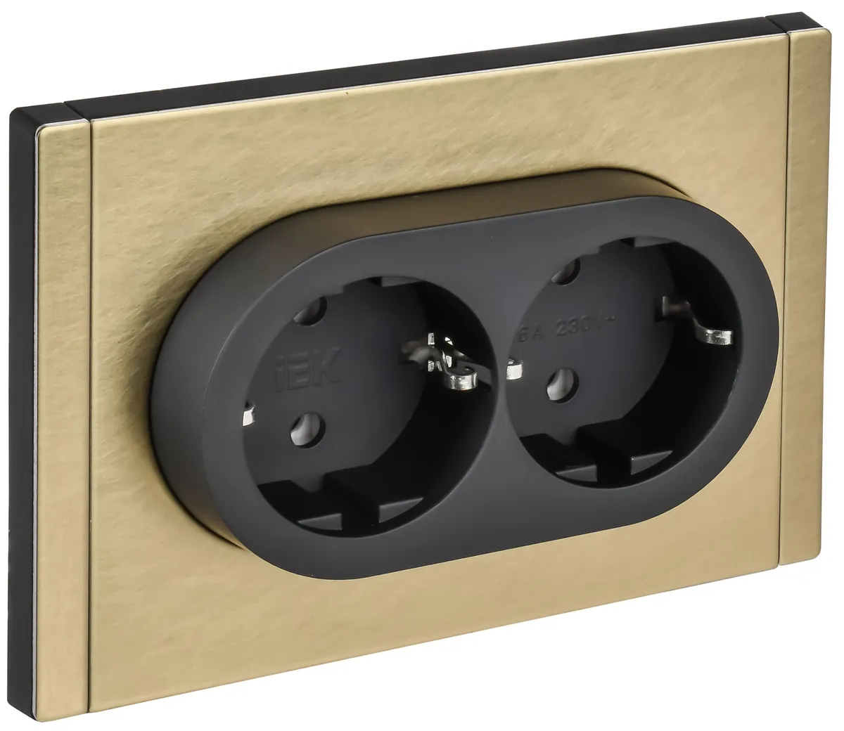 Розетка 2-м СП FORTE&PIANO FP624M 16А IP20 с заземл. без защ. шторок безвинтовое крепление шампань IEK FP-R21-16-1-M-K37