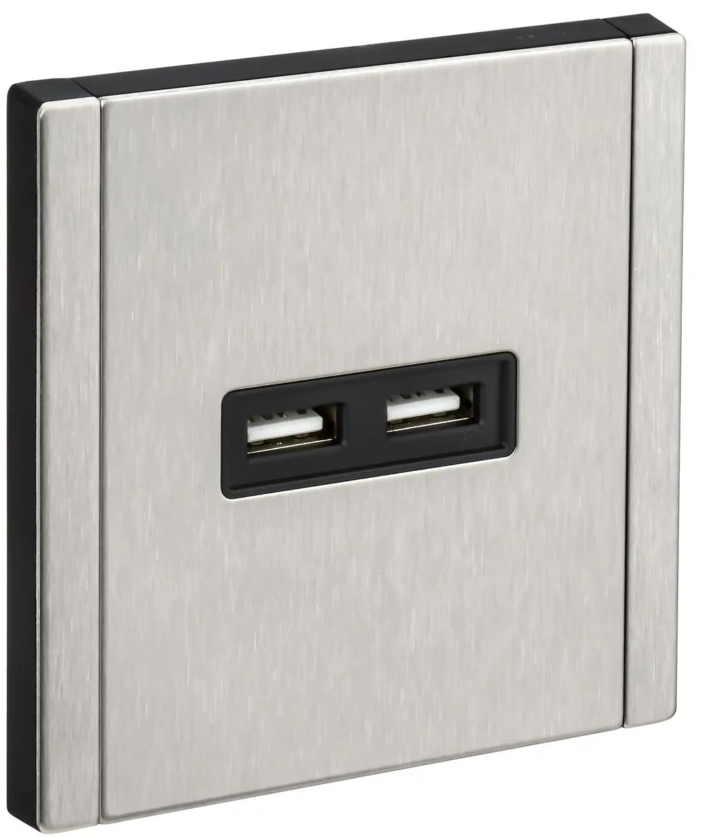 Розетка FORTE&PIANO FP749M USB A+A 3.1А никель IEK FP-U21-D31-M-K50