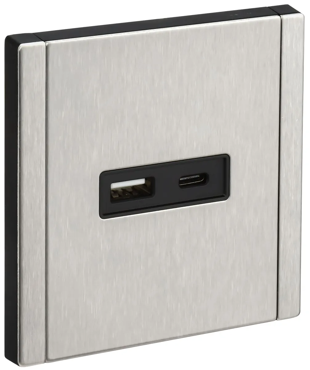 Розетка FORTE&PIANO FP751M USB A+C 18Вт никель IEK FP-U22-018-M-K50
