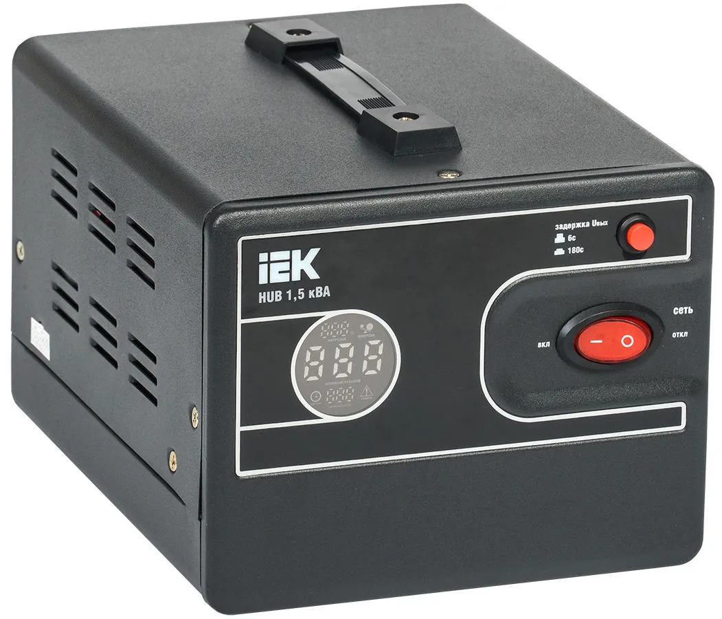 Стабилизатор напряжения переносной HUB 1,5кВА IEK IVS21-1-D15-13
