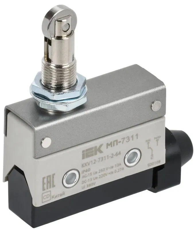 Микропереключатель концевой МП-7311 IP40 горизонт. толкатель с нажимным роликом резьбовое крепление KKV12-7311-2-64 IEK