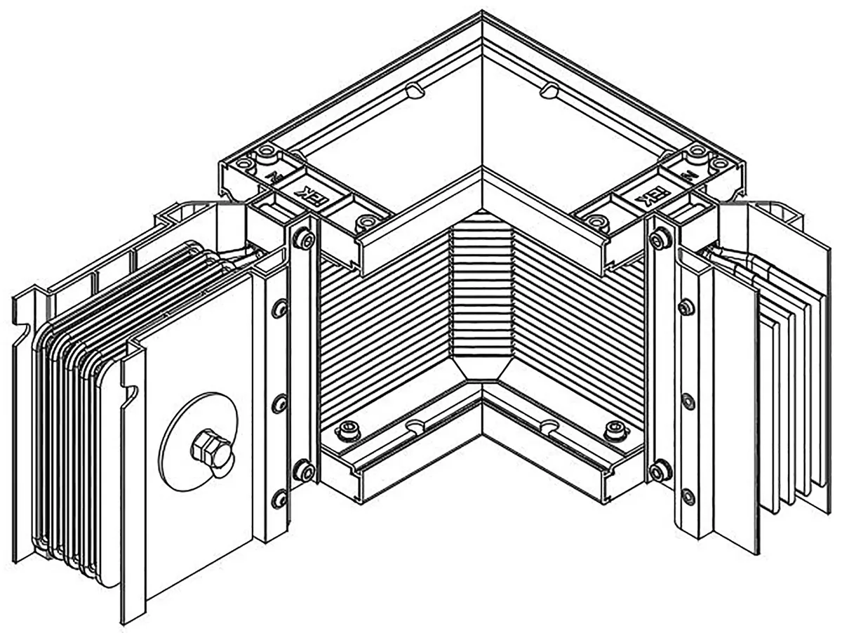 LINEBAR Секция угловая правая 5000А Al 3L+N+PER некрашеная IP55 транспортировочная 100-170град IEK LB-5000A4-25-F-LRG