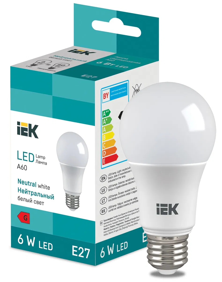 LED Bulb A60 510lm 4000K E27 IEK LL-I-A60-6-230-40-E27