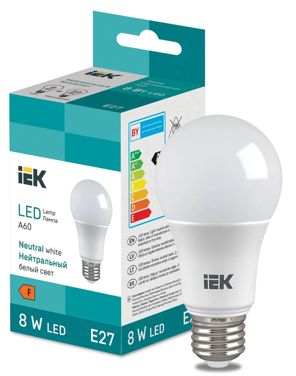 LED Bulb A60 710lm 4000K E27 IEK LL-I-A60-8-230-40-E27