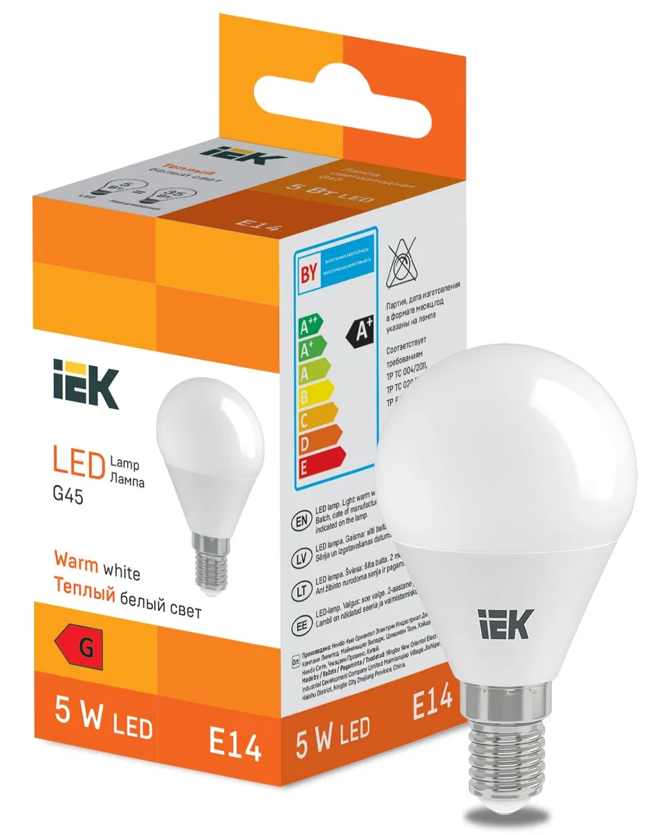 LED Globe G45 400lm 3000K E14 IEK LL-I-G45-5-230-30-E14